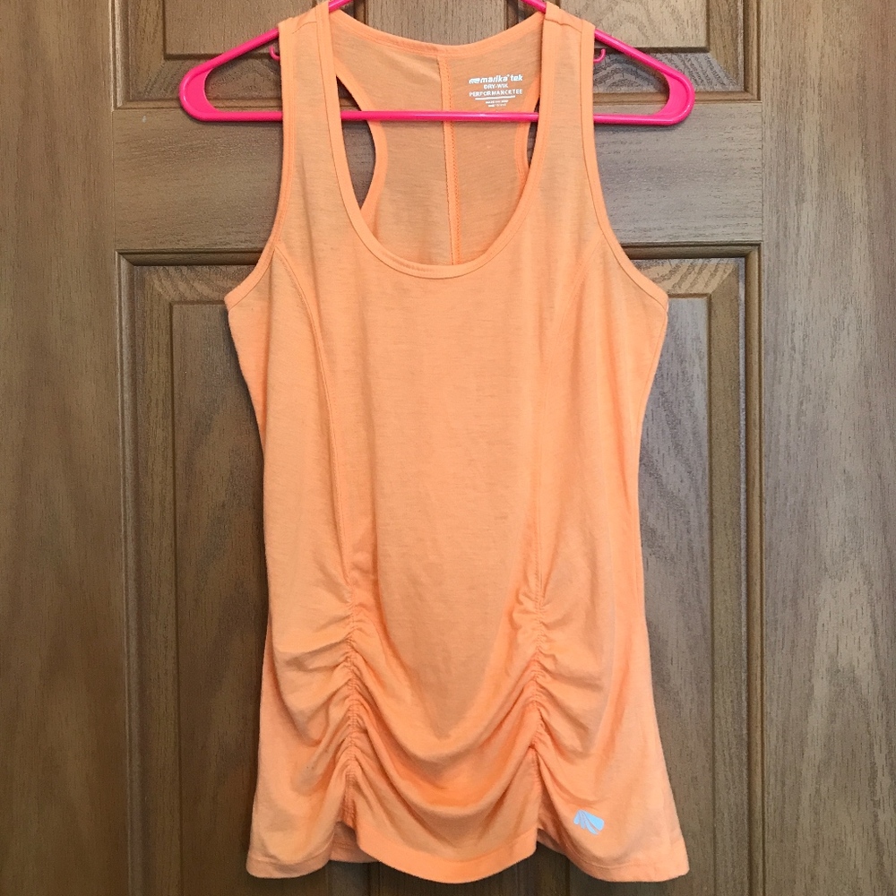 Ruched Orange Racerback Tank Size: L